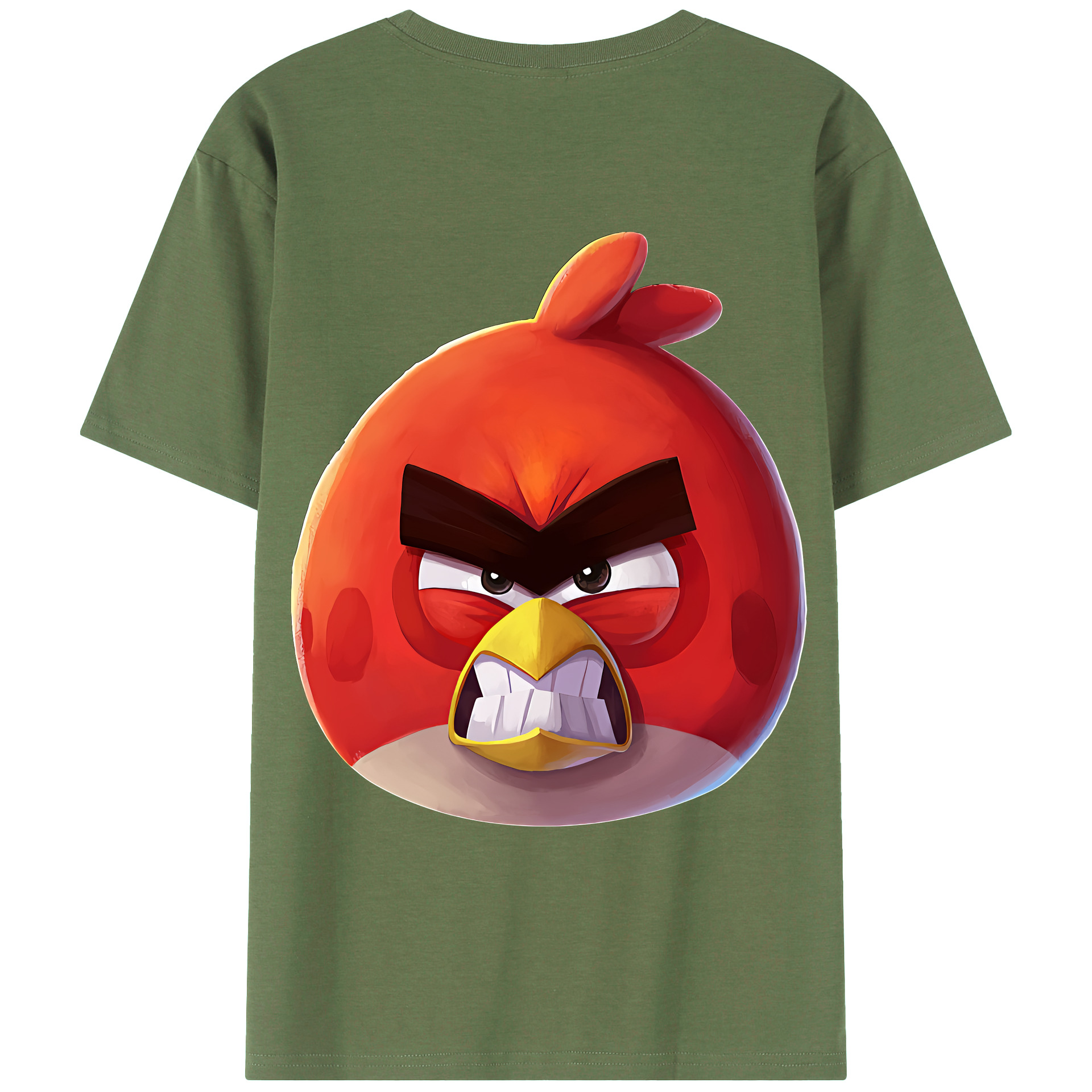 （画像用） Angry Birds アングリーバード 綿100％ メンズ半袖Tシャツ（バックプリント） 通気性